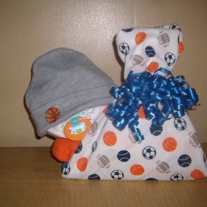 Baby Boy Stork Bundle Shower Gift or Centerpiece